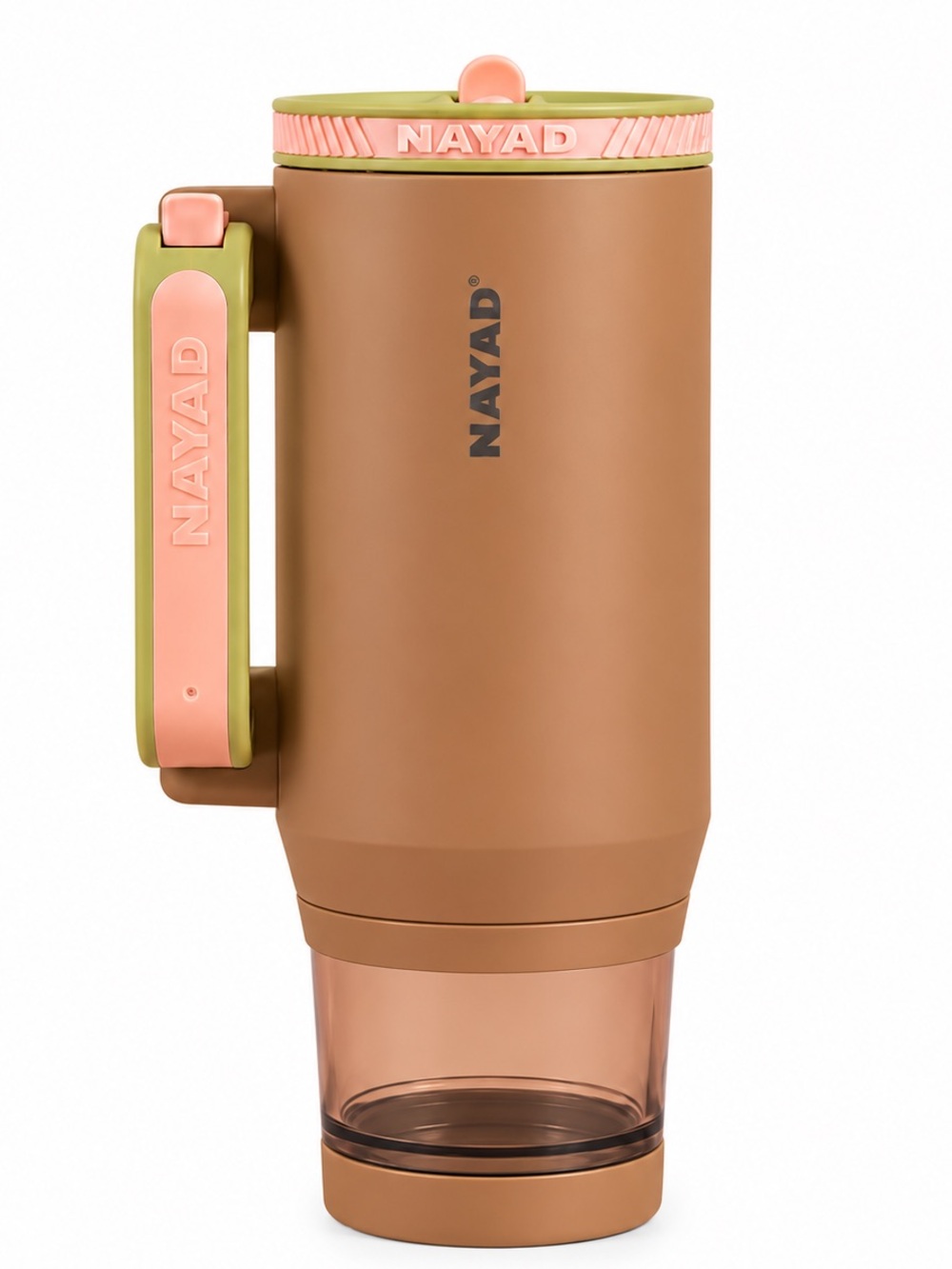 Nayad Insulated Travel Mug - Brown with Pink & Green Accents